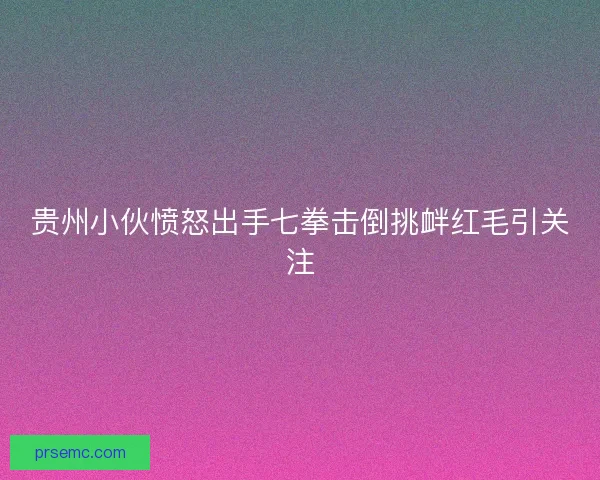 贵州小伙愤怒出手七拳击倒挑衅红毛引关注