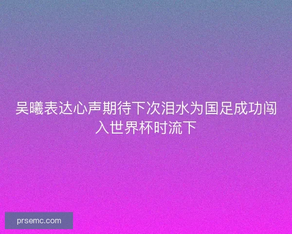 吴曦表达心声期待下次泪水为国足成功闯入世界杯时流下