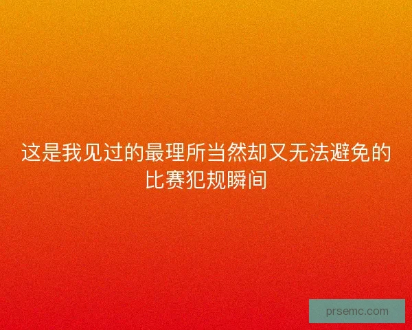 这是我见过的最理所当然却又无法避免的比赛犯规瞬间